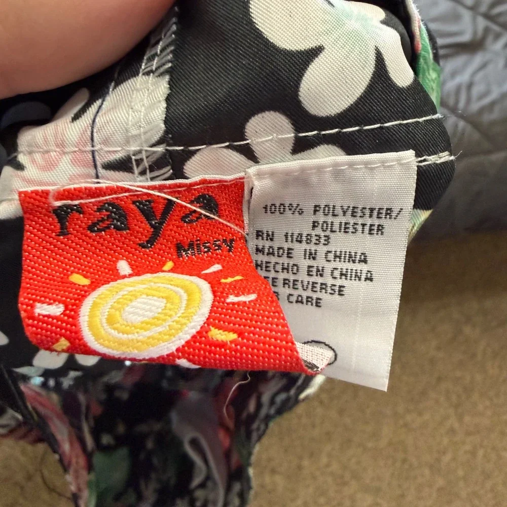 Raya Sun Board Shorts Women‎ XL Black Red Hibiscus Tropical Floral Cargo Pocket